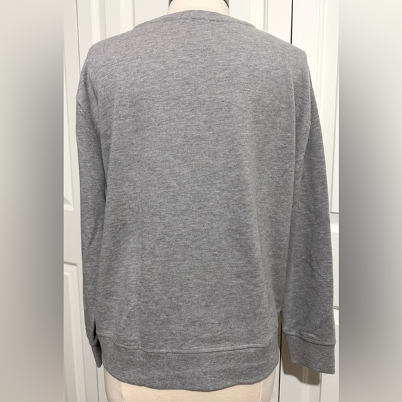 Sportelle Ladies Sweatshirt Silky Front Asian Floral Gray Coral Size Large EUC - Picture 3 of 5